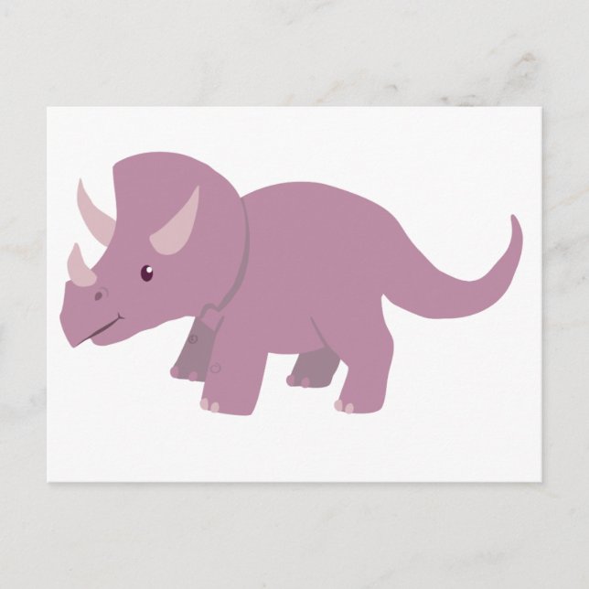 Cute Purple Triceratops (baby Torosaurus) Postcard (Front)
