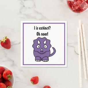 Cute Purple Triceratops Cartoon with Funny Extinct Napkin