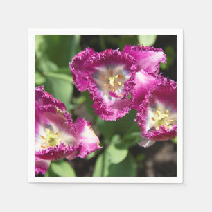 Cute purple tulips in the garden napkin