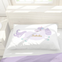 Cute Purple Unicorn Personalized Girl's Pillowcase