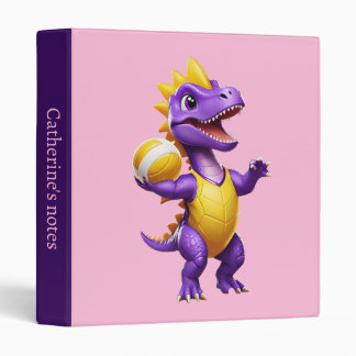 Cute purple volleyball dinosaur binder