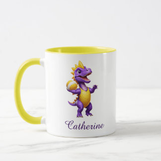 Cute purple volleyball dinosaur mug