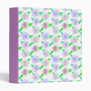 Cute Purple Watercolor Floral Art Binder