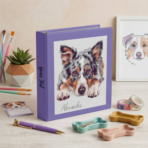 Cute Purple Watercolor Personalized Dog Binder