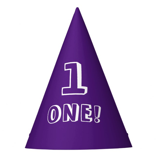 Cute purple white custom number age year birthday party hat (Front)
