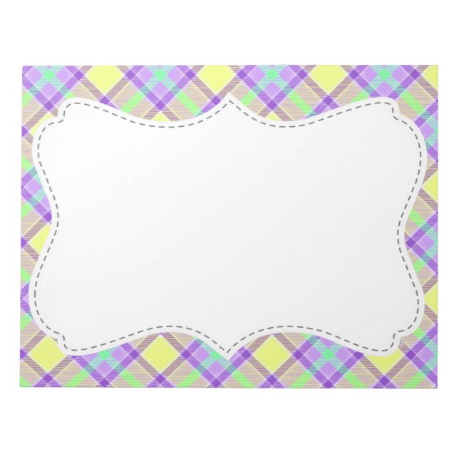 Cute Purple & Yellow Plaid Notepad (Front)