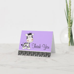 Cute Purple Zebra Thank You Cards