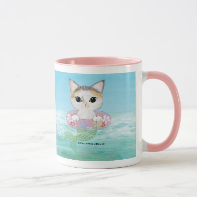 Cute Purrmaid with a swimming ring Mug (Right)