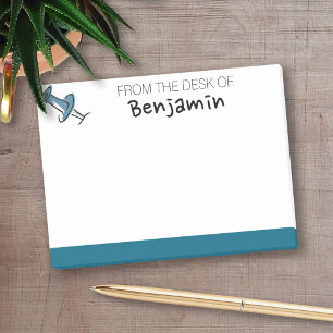 Cute Push Pin From the Desk Of Custom Name Post-it Notes