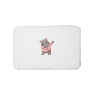 Cute Pygmy Hippo Kids Girls Boys Dabbing Moo Deng  Bath Mat