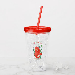 Cute pygmy seahorse cartoon acrylic tumbler