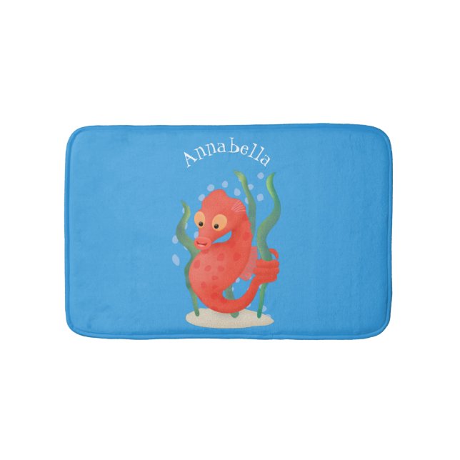 Cute pygmy seahorse cartoon bath mat (Front)