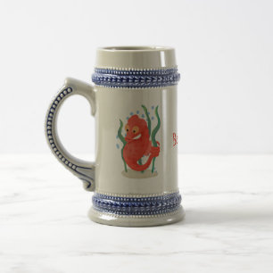 Cute pygmy seahorse cartoon beer stein