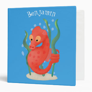 Cute pygmy seahorse cartoon binder