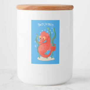 Cute pygmy seahorse cartoon food label