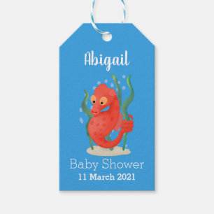 Cute pygmy seahorse cartoon gift tags