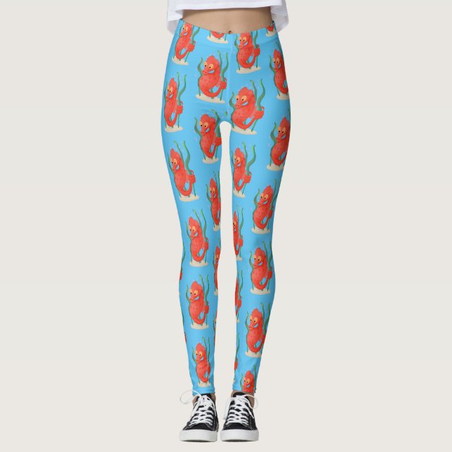 Cute pygmy seahorse cartoon leggings (Front)