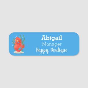 Cute pygmy seahorse cartoon  name tag
