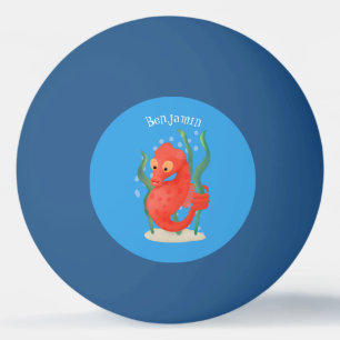 Cute pygmy seahorse cartoon ping pong ball