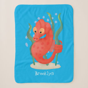 Cute pygmy seahorse cartoon  sherpa blanket
