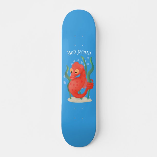 Cute pygmy seahorse cartoon skateboard (Front)