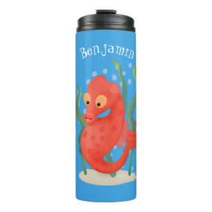 Cute pygmy seahorse cartoon thermal tumbler