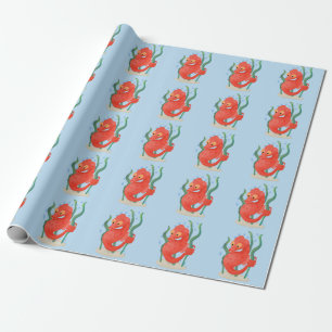 Cute pygmy seahorse cartoon wrapping paper