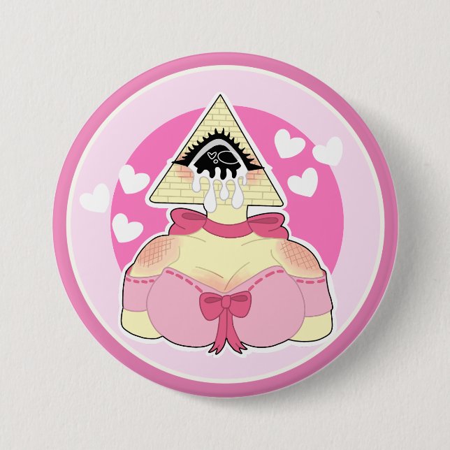 Cute Pyramid Character with Tears Button (Front)