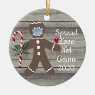 Cute Quarantine Gingerbread Man Christmas 2020 Ceramic Ornament