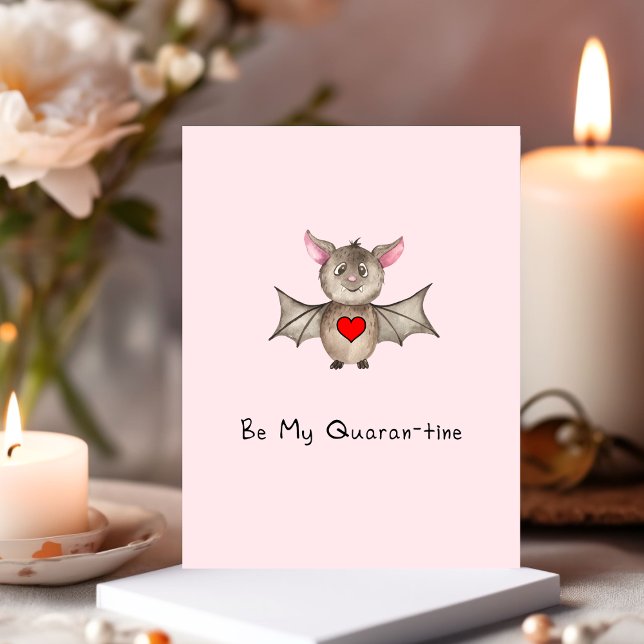 Cute Quarantine Valentine Pandemic Watercolor Bat Postcard (Creator Uploaded)