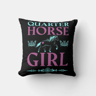 Cute Quarter Horse Girl Throw Pillow