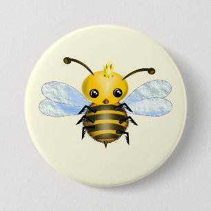 Cute Queen Bee 3 Inch Round Button