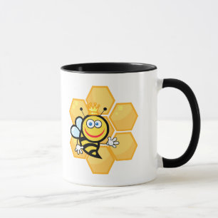 cute queen bee and beehive mug