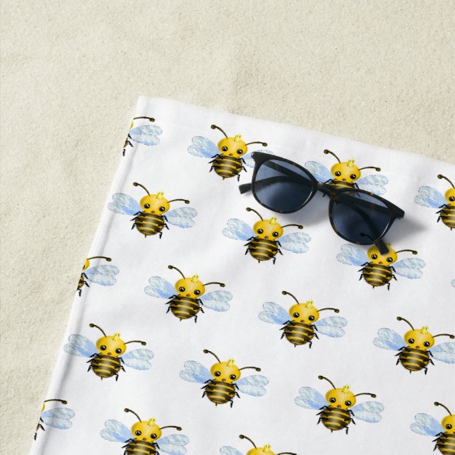 Cute Queen Bee Beach Towel (In Situ)