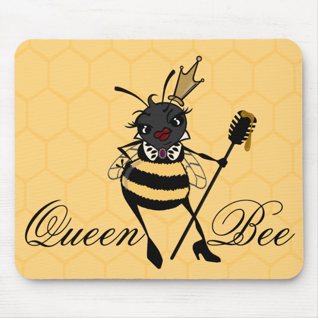 CUTE QUEEN BEE HORIZONTAL HONEYCOMB MOUSE PAD (Front)