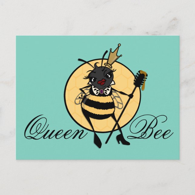 CUTE QUEEN BEE HORIZONTAL POSTCARD (Front)