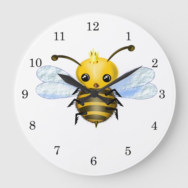 Cute Queen Bee - Sweet - Choose / add colour Large Clock (Front)