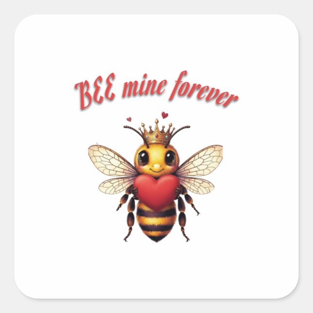 cute queen bee valentine square sticker (Front)