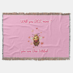cute queen bee valentine throw blanket