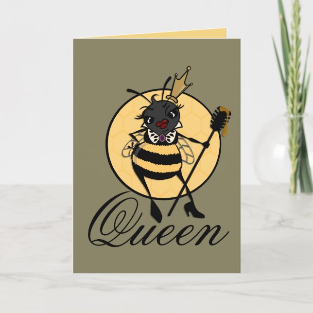CUTE QUEEN BEE VERTICAL GREETING CARD (Front)