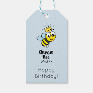 Cute Queen Bee with Crown Happy Birthday Gift Tags
