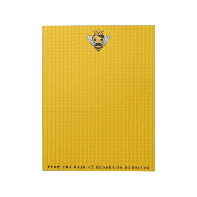 Cute Queen Bee with Crown Personalize Notepad (Rotated)