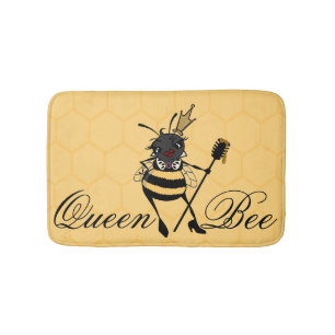 CUTE QUEEN BEE WITH HONEYCOMB GRAPHIC BATH MAT