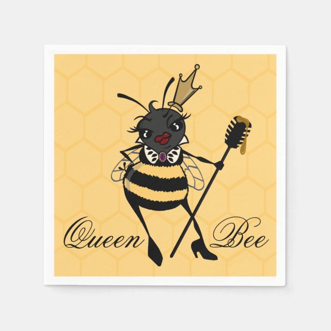 CUTE QUEEN BEE WITH HONEYCOMB PAPER NAPKINS (Front)
