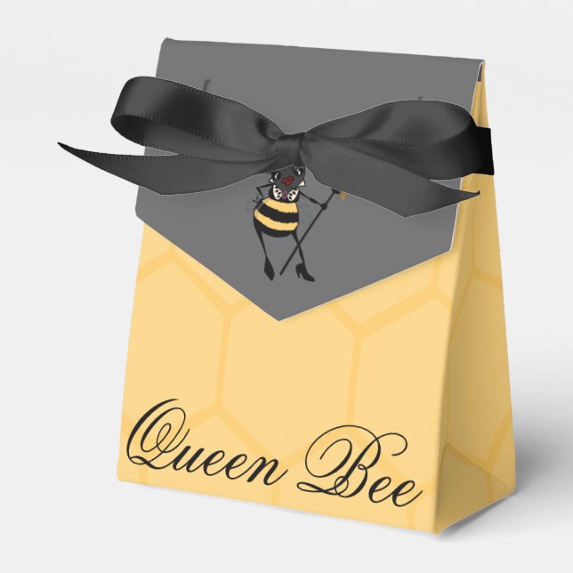 CUTE QUEEN BEE WITH HONEYCOMB TENT FAVOR BOX (Front Side)