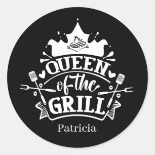 Cute Queen grill add name word art Classic Round Sticker