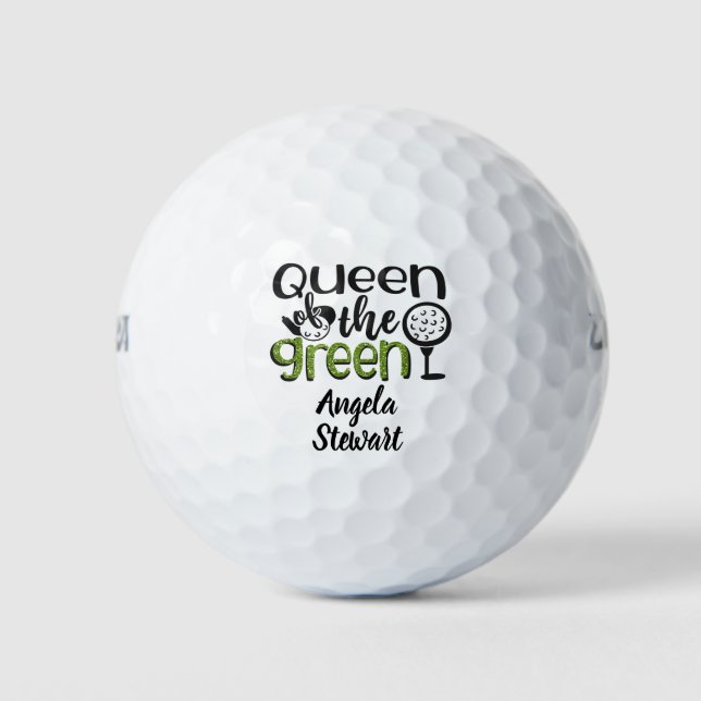Cute Queen of the Green Golf Quote Balls (Front)