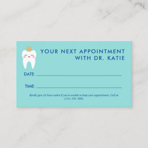 Cute Queen Tooth Pediatric Dentist Appointment Card