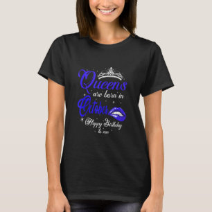 Cute Queens Are Born In October Scorpio Libra Girl T-Shirt