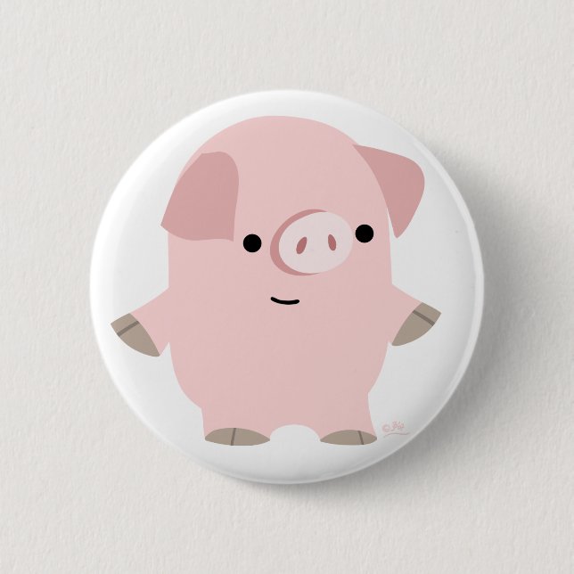 Cute Quiet Cartoon Pig Button Badge (Front)